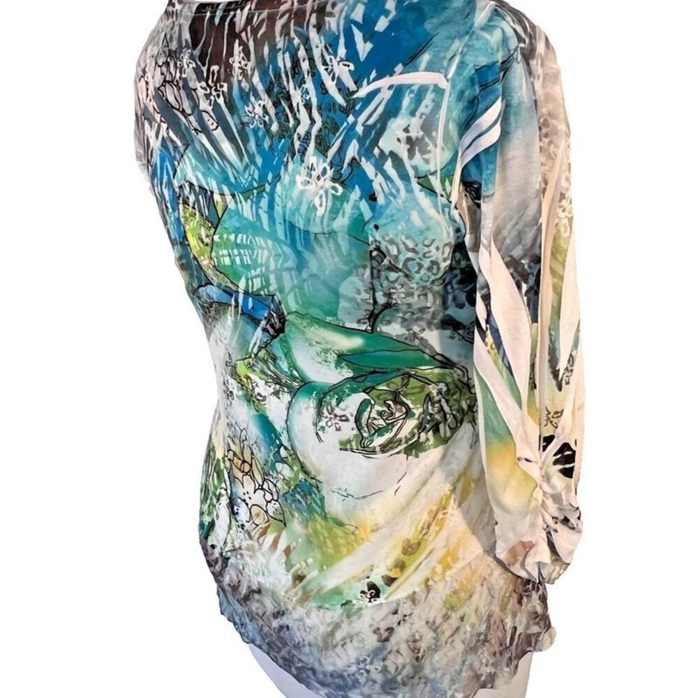 Style & Co - Women's L Tunic Top Lace Hem Sublimation Floral Animal Print - Picture 3 of 11